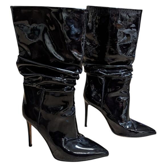 Paris Texas Slouchy Stiletto Boots Black Patent Leather Size 38 - Picture 5 of 7